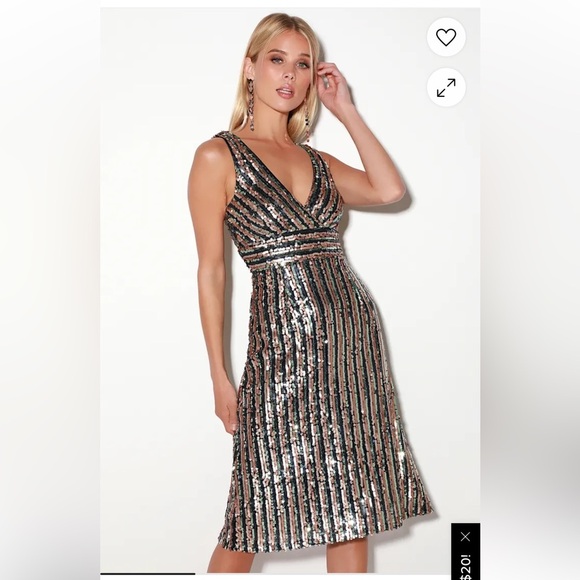 Lulus Dresses & Skirts - Lulu’s Light in the Night Navy Blue Multi Sequin Midi Dress
